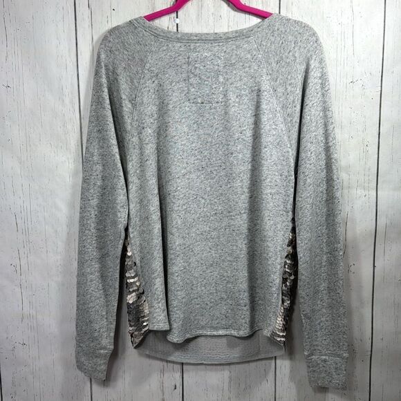 Express Love Sequined Sweater Gray Silver Festive Party Glam Long Sleeve Size M - Picture 10 of 12